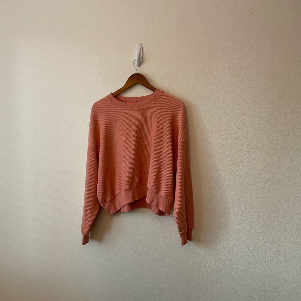 Aerie Oversized Soft Ribbed Crewneck Pullover Sweater Cozy Sweatshirt Size Small